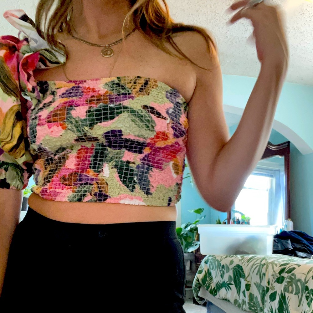 One Shoulder Floral Top